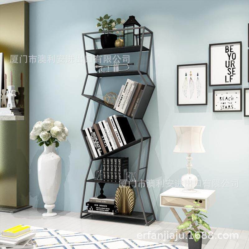 北欧创意铁艺书架隔断置物架简约客厅落地屏风搁板现代陈列展示架