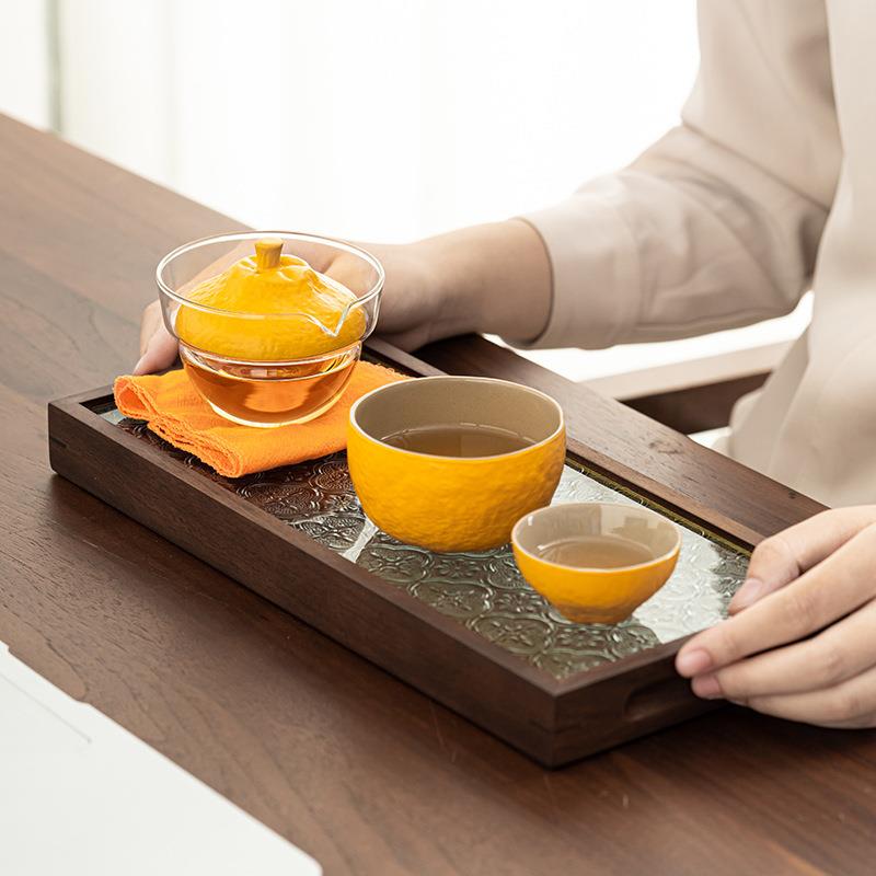 丑橘快客杯户外便携式茶装备一壶二杯便携快客杯子露营套装陶瓷