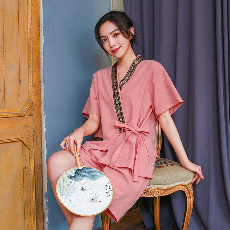 【江南风】情侣汗蒸服男女款纯棉桑拿足疗服开衫版加大码全棉浴服
