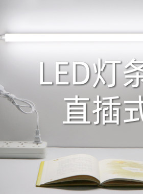 led灯条直插式宿舍桌面台灯酷毙日光灯壁挂吸顶插头开关一体灯管