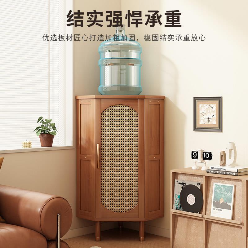 墙角置物架家用转角柜高级感非实木三角柜客厅防尘多功能储物柜子