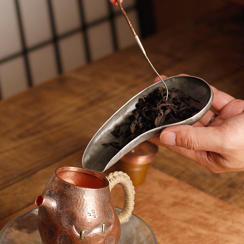 信龙堂日式锡茶则银茶拨茶匙茶勺茶铲茶投茶器茶具潮汕功夫茶配件
