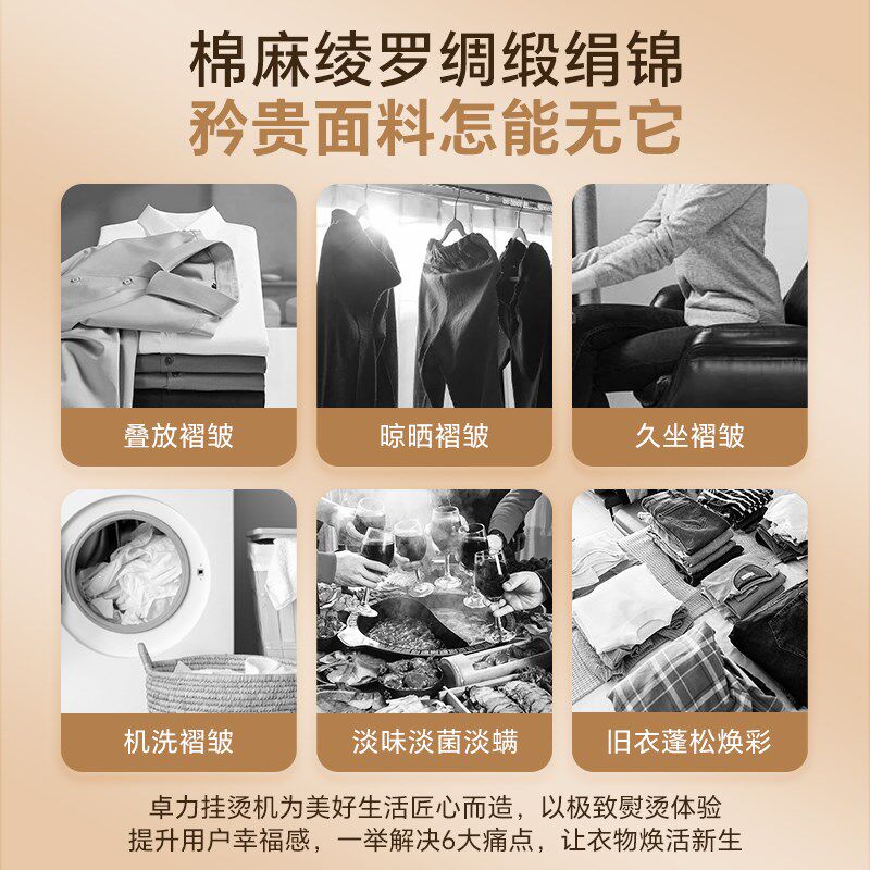 卓力2024新款家用挂烫机增压大蒸汽杀菌除皱语音智能熨烫机G510