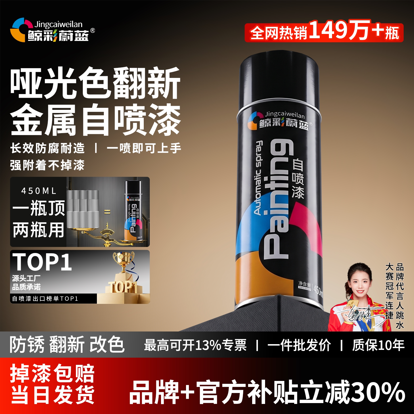 哑光黑自喷漆黑色磨砂黑漆专用油漆汽车防锈金属漆防腐自动手喷漆