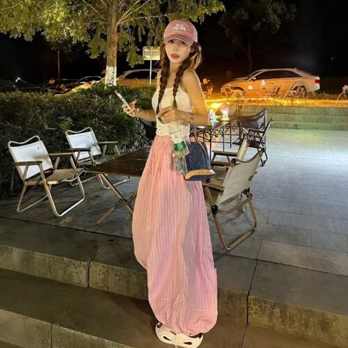 韩系休闲显瘦露背格子阔腿套装女