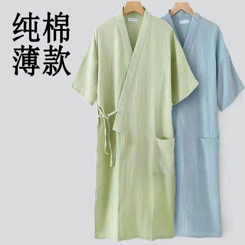 纯棉纱可穿浴巾男睡女情布侣浴袍全10QHO0棉袍家居服可外穿夏季薄