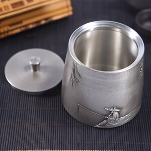纯锡茶叶罐姜太翁钓鱼便携旅行茶罐茶盒家用金属密封罐茶具定制