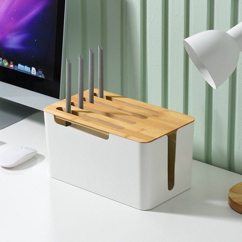 路由器收纳盒置物盒电插板机顶盒线路双层整理防尘盒