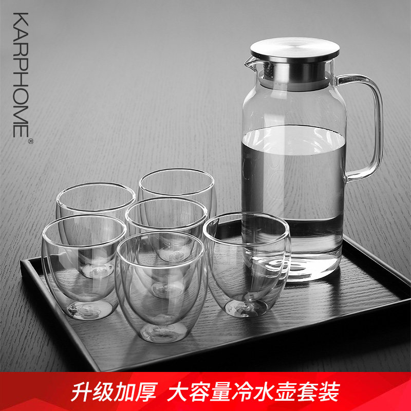 凉水壶家用套装大容量玻璃冷水壶耐热耐高温扎壶杯防爆装水泡茶壶