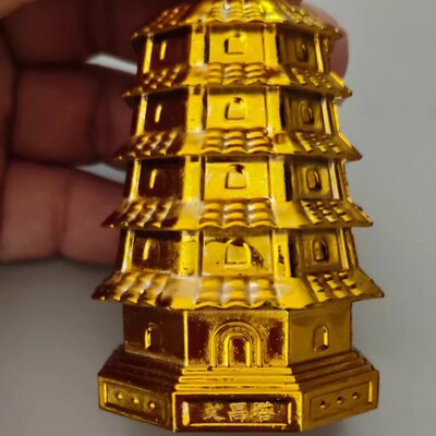 文昌塔塑料小金塔顶装饰摆件手工折塔折纸小配件节日用品装饰道具