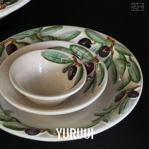 [YURUUI设计师]意大利VBC 橄榄枝纹复古陶瓷餐具套装