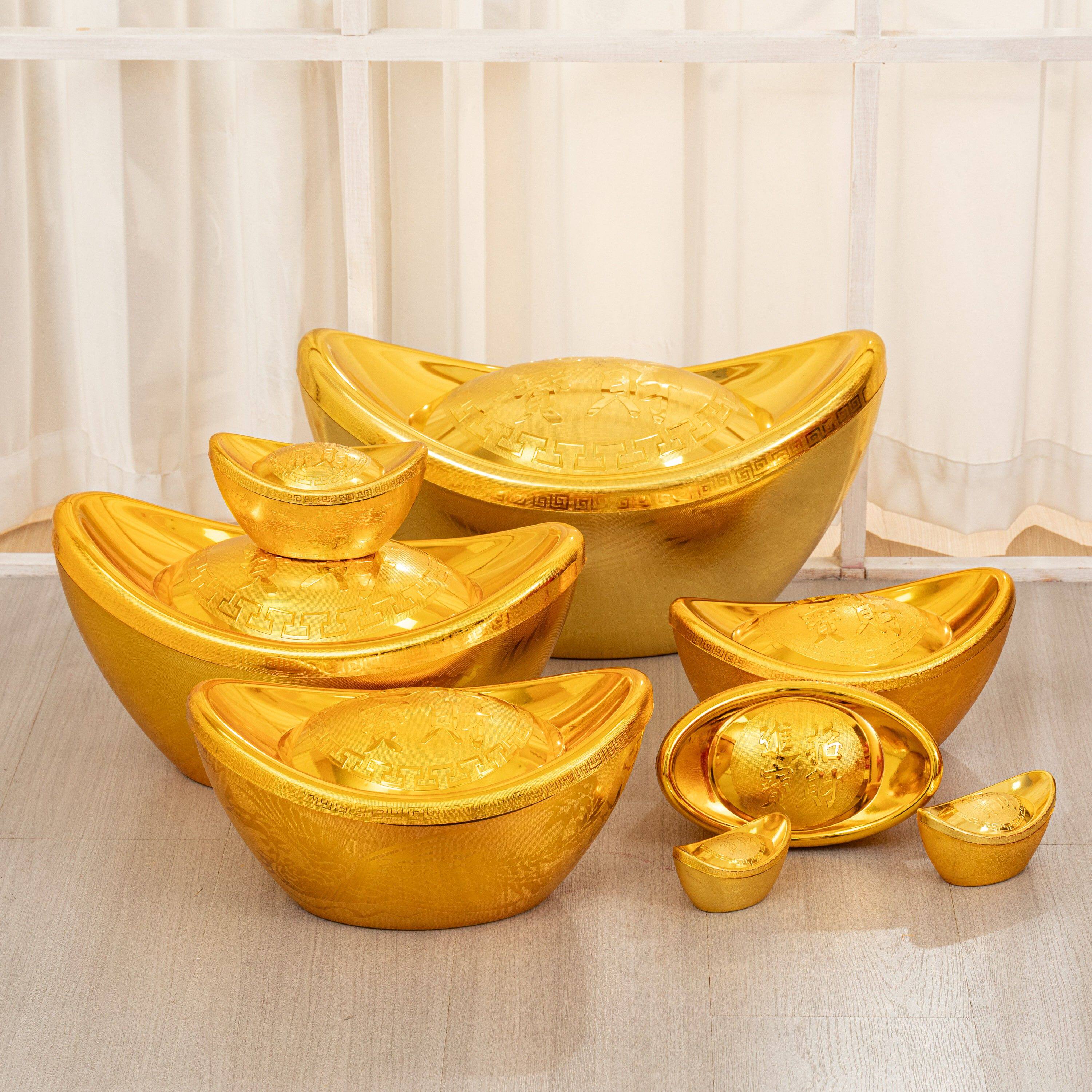 金元宝摆件招财风水家居仿真大元宝新年装饰品糖果盒道具塑料空心