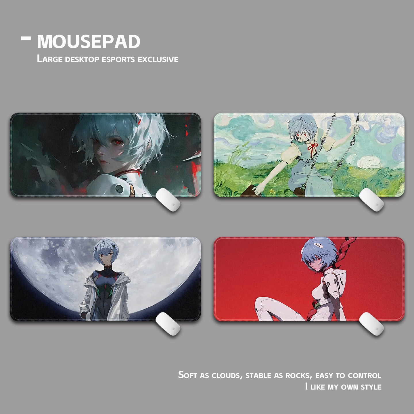 EVA绫波丽鼠标垫超大号加厚护腕电脑桌面垫子二次元动漫游戏桌垫