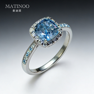 MATINOO/曼迪诺【培育】海洋之星培育钻石蓝钻钻戒定制情人节礼物
