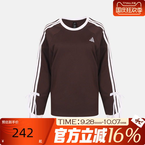 adidas阿迪达斯女子秋三条纹蝴蝶结运动休闲长袖T恤LH4830