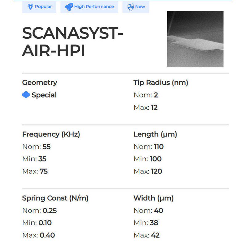 原子力显微镜AFM探针 高分辨 智能成像 SCANASYST-AIR-HPI