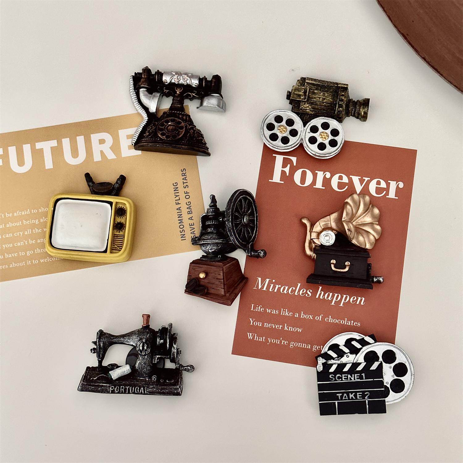 流金岁月怀旧电影电视机树脂冰箱贴复古收音机电话家居装饰磁铁