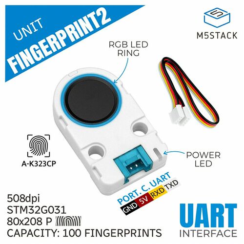 M5Stack Unit Fingerprint2 指纹识别传感单元 UART 通信接口
