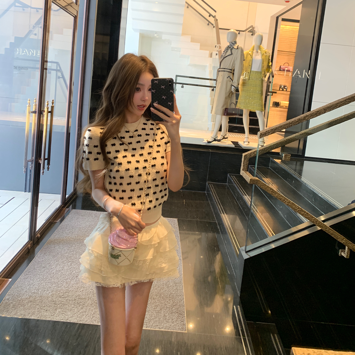 你的懒懒llan【私藏少女Dolly】私服系列 重工蝴蝶结短袖圆领毛衣