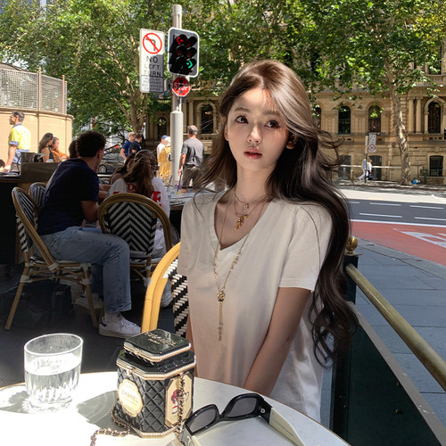 你的懒懒llan【杀手锏】简约宽松百搭亲肤白色T恤女2026春季新款