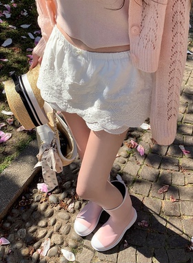 你的懒懒llan【指尖樱花】层叠扇贝形两色透气实穿绣花蕾丝半裙女