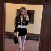 小香风澳毛绒撞色蝴蝶结针织毛衣 25K沪上白富美 你 懒懒llan