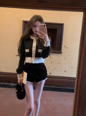 你的懒懒llan【25K沪上白富美】小香风澳毛绒撞色蝴蝶结针织毛衣