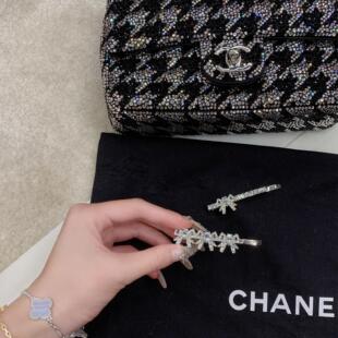 懒懒llan 新款 miu 百搭气质蝴蝶结发夹组合装 水钻一字夹 你