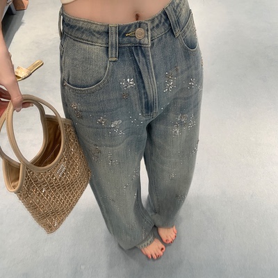 你的懒懒llan重工钉钻牛仔裤