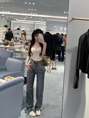 懒懒llan 新款 银河miu满天星水钻长裤 女2026春季 直筒牛仔裤 你