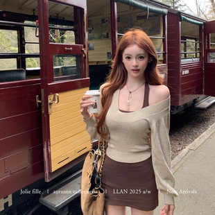 懒懒llan 半裙套装 新西兰日记 吊带 性感松弛挂脖遮肉罩衫 你