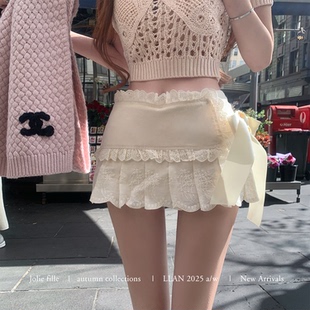 你的懒懒llan【晴日暮雪】低腰小A蕾丝花边半裙(蝴蝶结可拆卸)