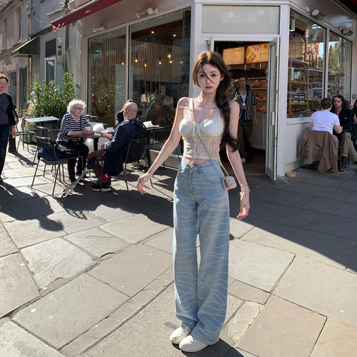 你的懒懒llan显瘦高腰宽松牛仔裤