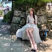 裙摆套装 你 三件套 荷叶边上衣 灯笼花苞裤 懒懒llan 巴黎茶会