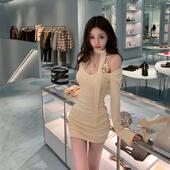 香甜软糯 你 懒懒llan 圆领围脖显瘦显腿长针织裙连衣裙女