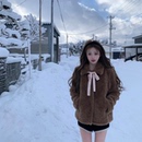 软fufu甜美温柔蝴蝶结翻领环保毛皮草女 札幌假日 你 懒懒llan