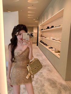 你的懒懒llan【破碎珍珠】3层设计重工两色堆叠褶皱网纱连衣裙女