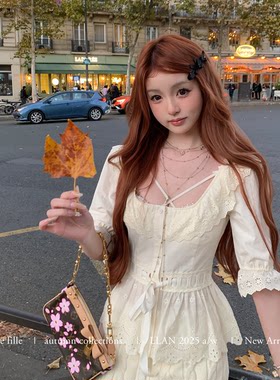 你的懒懒llan中古miu系蕾丝上衣