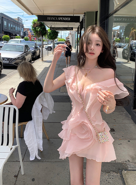 你的懒懒llan【法兰西玫瑰】氛围感荷叶边飘逸仙气连衣裙女春季新