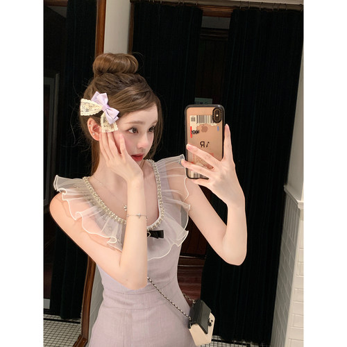 你的懒懒llan蝴蝶结收腰连衣裙