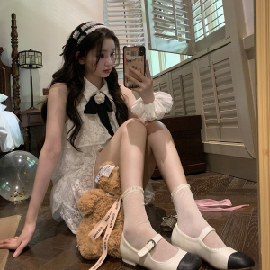 你的懒懒llan 连衣裙女2025夏季新款公主裙蕾丝无袖生日裙挂脖裙