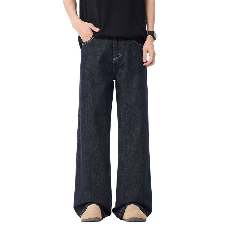 nologo official丹宁原牛牛仔裤男士春夏款潮牌宽松直筒阔腿长裤