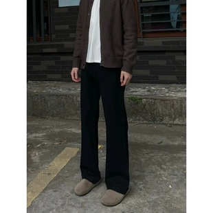 nologo official黑色微喇西装裤男生潮流设计感直筒休闲长裤春夏