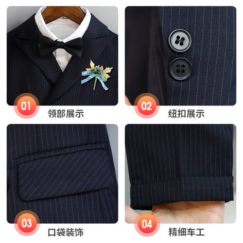 2026新款儿童礼服春季英伦条纹西装套装宝宝周岁演出服男童花童礼