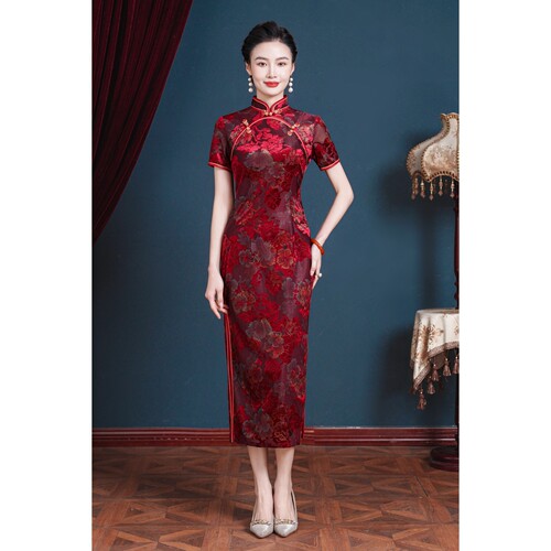 2026新款古蕴跨境热卖复古风婚宴喜婆婆改良款旗袍喜妈妈晚礼服优