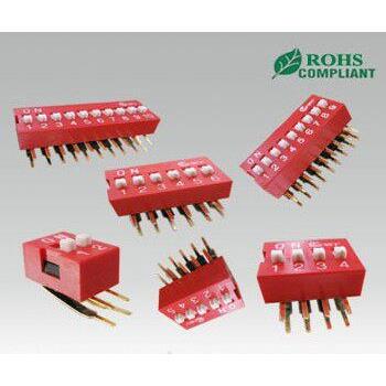 弯脚8位拨码开关 8Pin拨动开关 直插2.54mm间距 DIP-16脚平拨开关