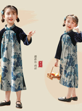 2026新款秋季女童旗袍汉服民国风古装长袖连衣裙女孩子改良版复古