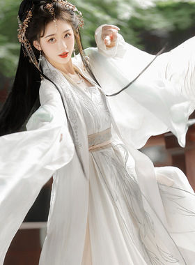 2026新款新款宋制绝美汉服女仙气飘飘白色大袖衫齐腰襦裙武侠风