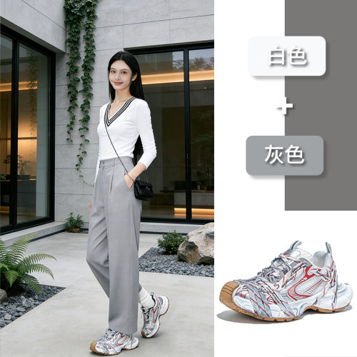 2026新款吸膜底绑带设计老爹鞋女春季鞋子女百搭跑步鞋厚底运动鞋