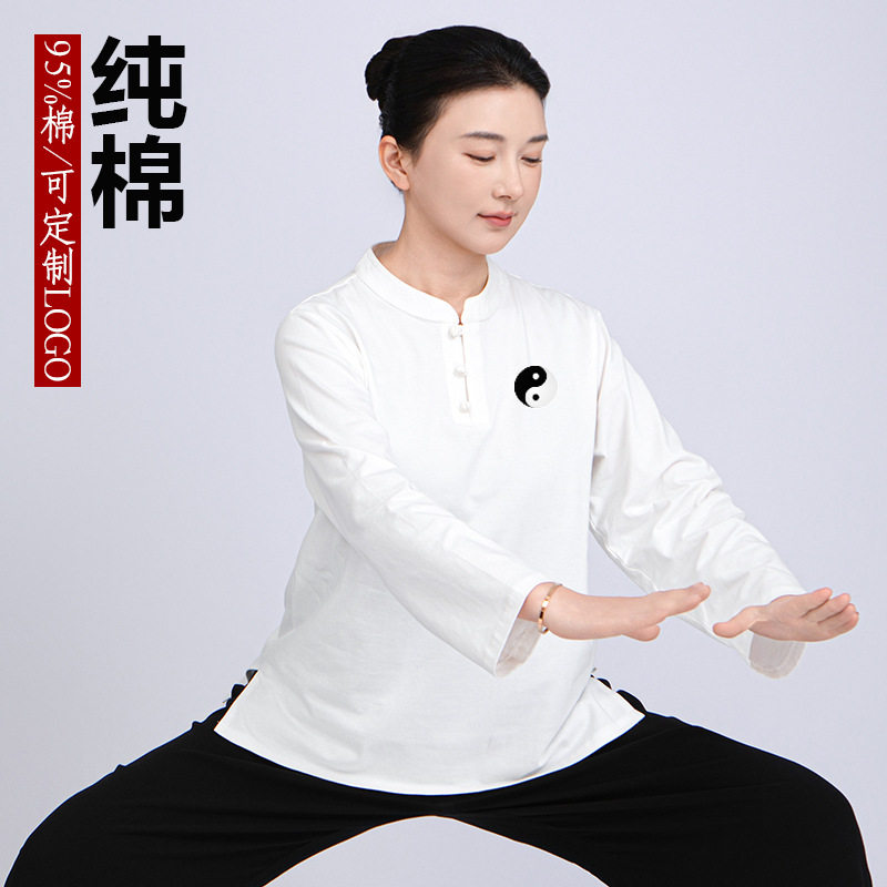2026新款小和山太极服女纯棉T恤太极拳八段锦练功服男款夏季短袖 - 实物图